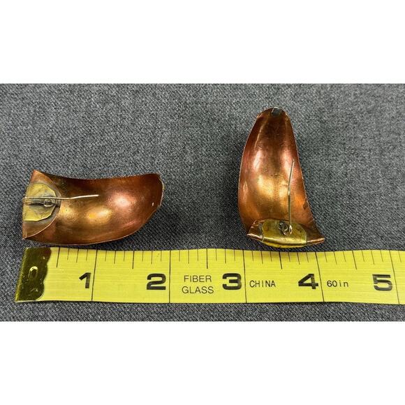 Vintage Artisan Mixed Metal Hoop Hook Earrings - Picture 3 of 5